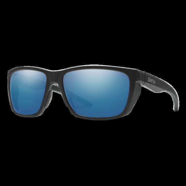 Smith Longfin Sunglasses Matte Black Frame ChromaPop Glass Polarized Blue Mirror Lens