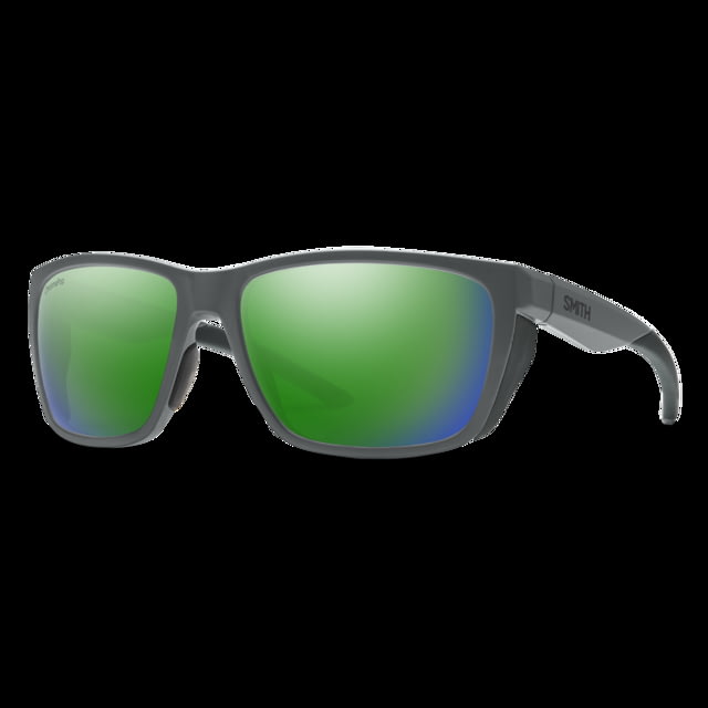 Smith Longfin Sunglasses Matte Cement Frame ChromaPop Polarized Green Mirror Lens