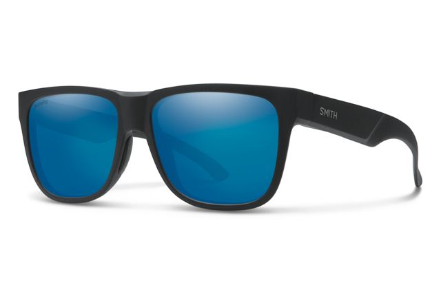Smith Lowdown 2 Sunglasses Matte Black Frame ChromaPop Polarized Blue Mirror Lens