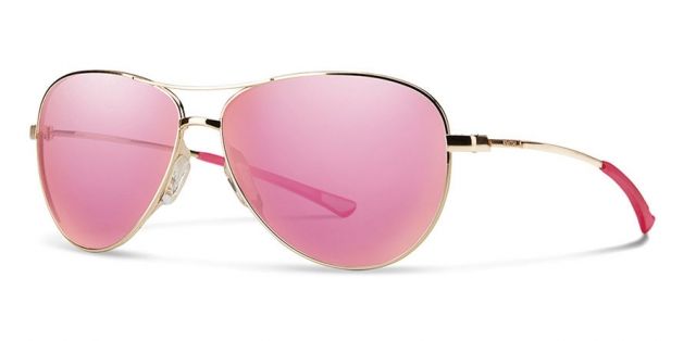 Smith Langley Sunglasses Gold Frame Pink Sol-X Lens