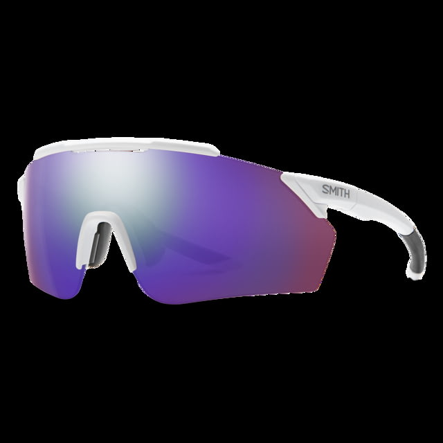 Smith Reverb PivLock Sunglasses Matte White Frame ChromaPop Violet Mirror Lens