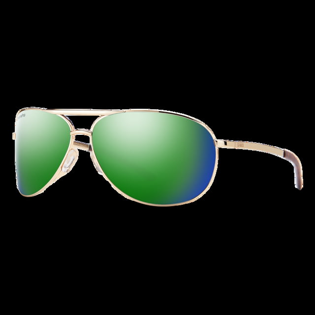Smith Serpico 2 Sunglasses Gold Frame ChromaPop Polarized Green Mirror Lens
