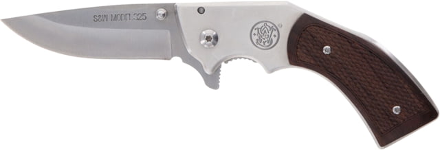 Smith & Wesson Model 325 Revolver Folding Knife 3in Stainless Steel Blade Wood Handle