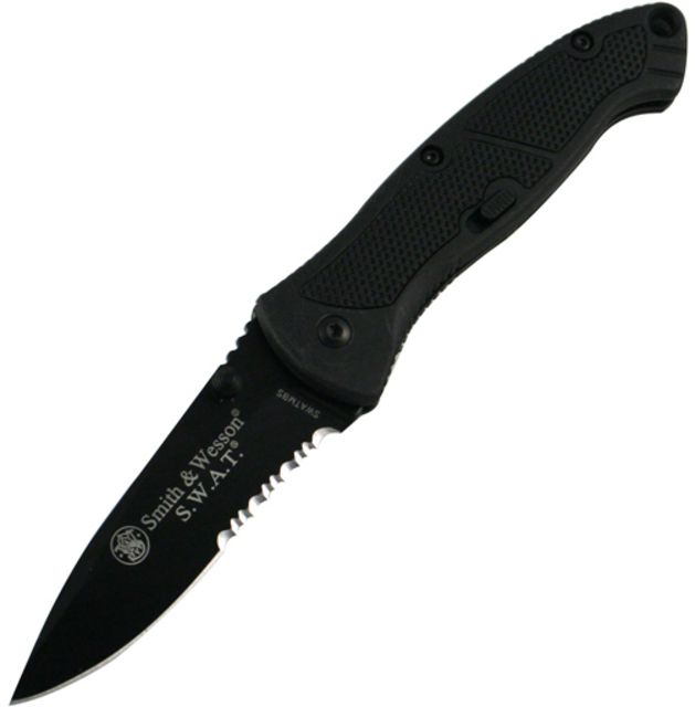 Smith & Wesson SWAT Magic Medium Black Handle Black Blade ComboEdge SWATMBS