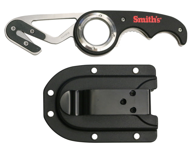 Smiths EdgeSport Folding Gut Hook/Seatbelt Cutter Knife ABS Handle Black