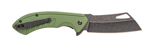 Smiths Rally Folding Knife 3.26in 420 Stainless Steel Black Stonewash Cleaver Blade G10 Handle OD Green