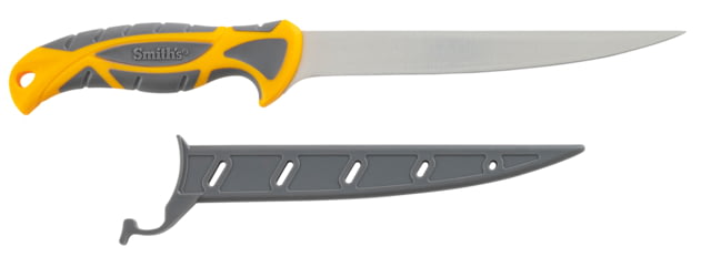 Smiths RegalRiver Fillet Knife 7in 400 Stainless Steel Fillet Blade TPE Handle Orange/Gray