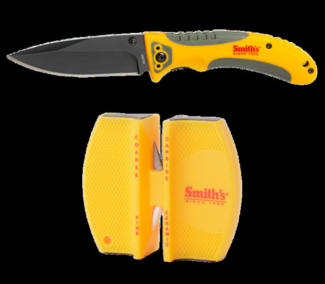 Smiths Trail Breaker Folding Knife 3.5in 420 Stainless Steel Black Drop Point Blade 2-Step Knife Sharpener