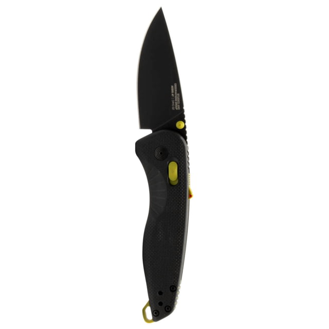 SOG Specialty Knives & Tools Aegis AT Folding Knives 3.13in CRYO D2 Drop Point Plain Blade Black GRN Handle