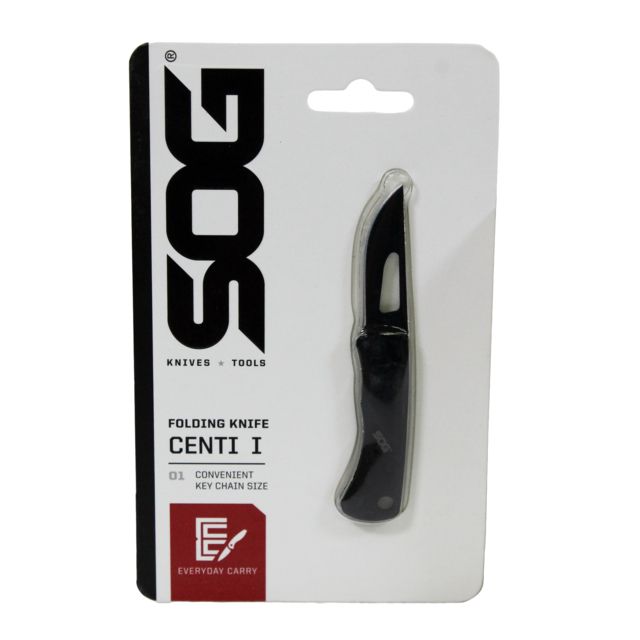 SOG Specialty Knives & Tools Centi I Folding Knife 1.4in Stainless Steel Blade Straight Back Black Stainless Steel Handle Black