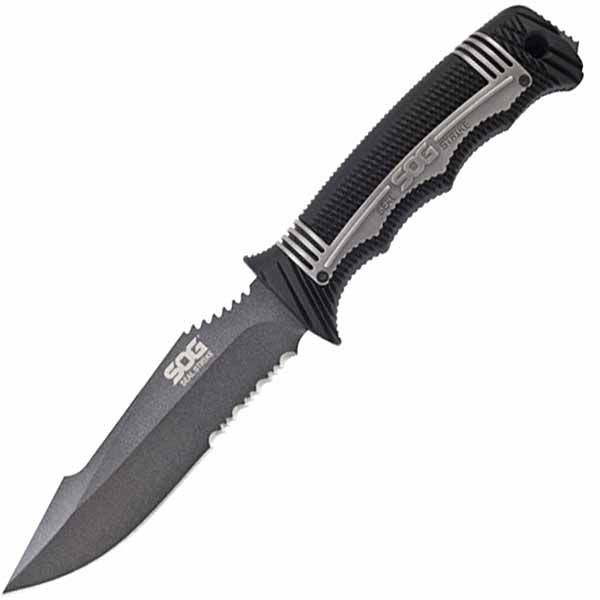 SOG Specialty Knives & Tools Seal Strike Fixed Blade Knife4.9in Black Handle Black ComboEdge w/Molded Sheath SO