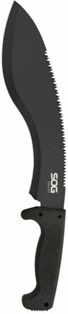 SOG Specialty Knives & Tools SOGFari Machete Fixed Blade Knife 12in 3Cr13 Blade Drop Point/Saw Black Kraton Handle Black/Black
