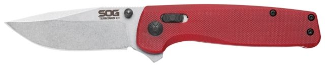 SOG Specialty Knives & Tools Terminus XR G10 Folding Knife 2.95in D2 Blade Clip Point Crimson G10 Handle Clam Pack Silver/Crimson