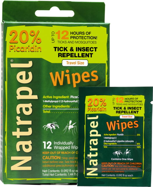 Natrapel Picaridin Wipes - 12 Per Box Green