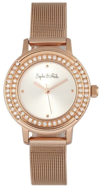 Sophie And Freda Cambridge Bracelet Watch w/Swarovski Crystals Rose Gold One Size