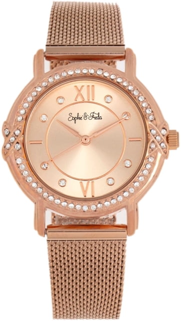 Sophie And Freda Reno Bracelet Watch w/Swarovski Crystals Rose Gold One Size