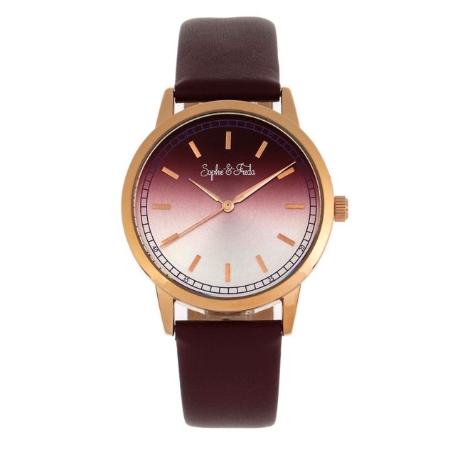 Sophie And Freda San Diego Leather-Band Watch Maroon One Size