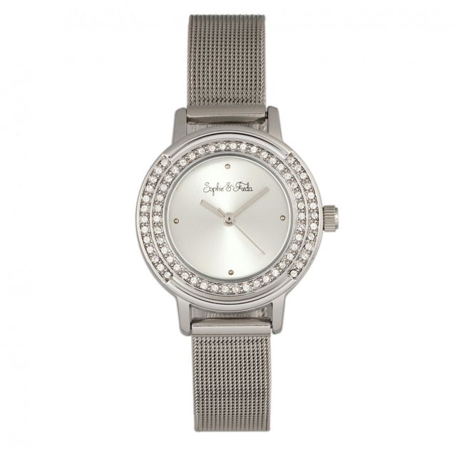 Sophie And Freda Cambridge Bracelet Watch w/Swarovski Crystals - Women's Silver One Size