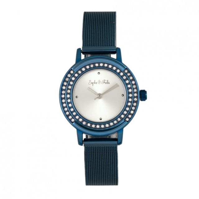 Sophie And Freda Cambridge Bracelet Watch w/Swarovski Crystals - Women's Blue One Size