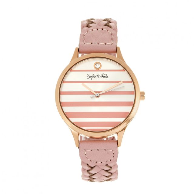 Sophie And Freda Tucson Leather-Band Watch w/ Swarovski Crystals Rose Gold/Pink One Size