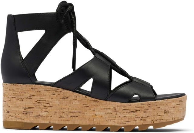 Sorel Cameron Flatform Lace Wedge Sandals Leather - Women's Black/Gum 2 10 US