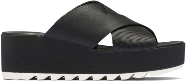 Sorel Cameron Flatform Mule Wedge Sandals Leather- Women's Black/Sea Salt 8.5 US
