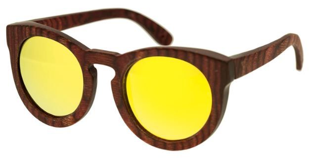 Spectrum Aikau Wood Sunglasses Cherry Frame Gold Lens One Size