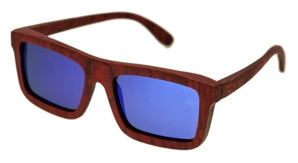 Spectrum Clark Wood Sunglasses Cherry Frame Blue Lens One Size