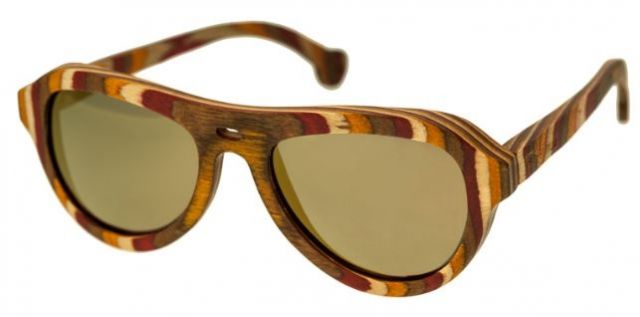 Spectrum Fanning Wood Sunglasses Multi Frame Gold Lens One Size