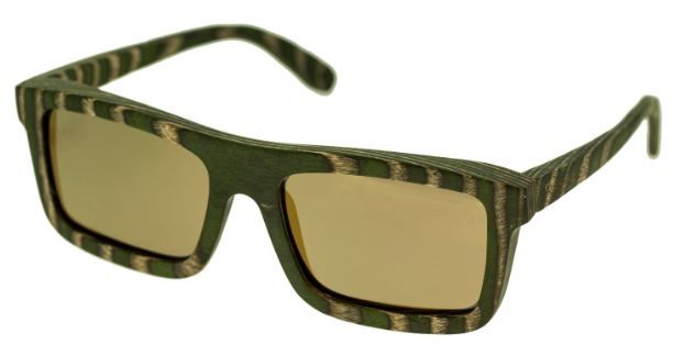 Spectrum Garcia Wood Sunglasses Green Zebra Frame Gold Lens One Size