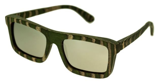 Spectrum Garcia Wood Sunglasses Green Zebra Frame Silver Lens One Size