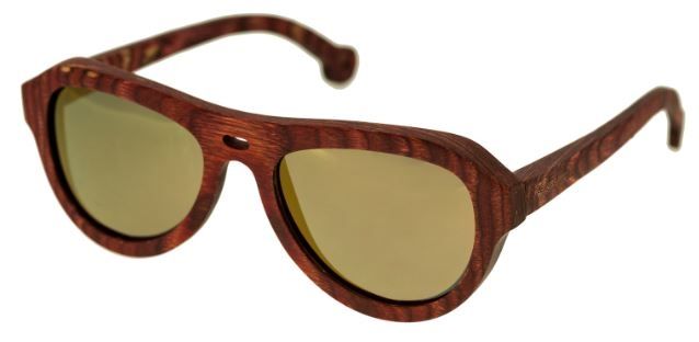 Spectrum Keaulana Wood Sunglasses Cherry Frame Gold Lens Cherry/Gold One Size