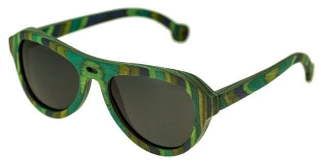 Spectrum Lopez Wood Sunglasses Green Stripe Frame Black Lens Green Stripe/Black One Size