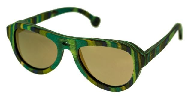 Spectrum Lopez Wood Sunglasses Green Stripe Frame Brown Lens Green Stripe/Brown One Size