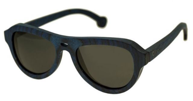 Spectrum Machado Wood Sunglasses Blue Frame Black Lens Blue/Black One Size