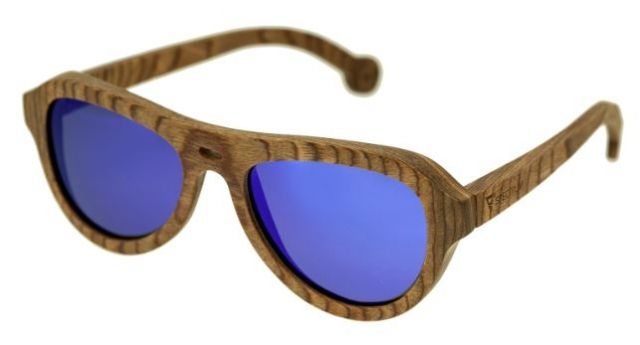 Spectrum Marzo Wood Sunglasses Brown Frame Blue Lens Brown/Blue One Size