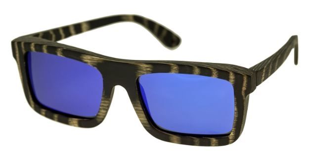 Spectrum Ward Wood Sunglasses Black Stripe Frame Blue Lens Black Stripe/Blue One Size