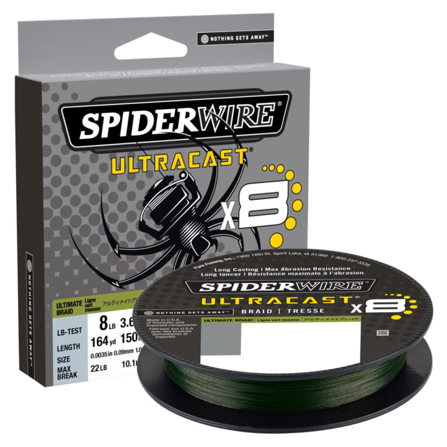 Spiderwire Ultracast Braid Superline 0.004in/0.11mm 10lb/4.5kg 328yd/300m 4lb Ultimate Braid-Moss Green