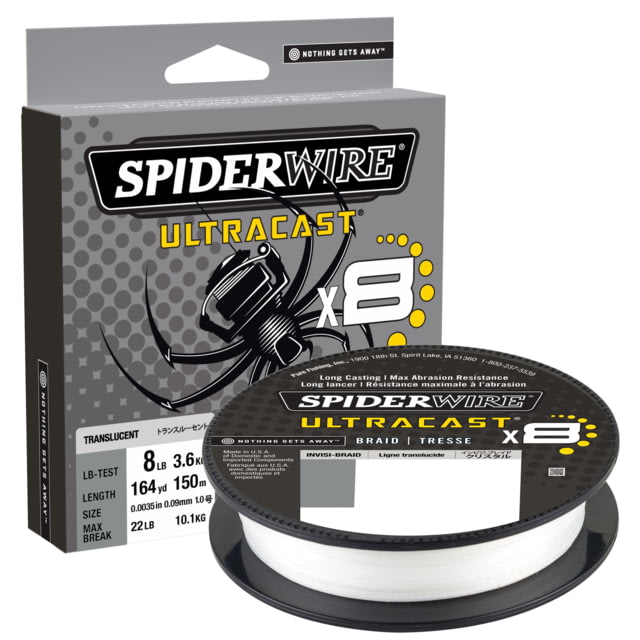 Spiderwire Ultracast Braid Superline 0.015in/0.39mm 80lb/36.2kg 2188yd/2000m 20lb Invisibraid-Translucent