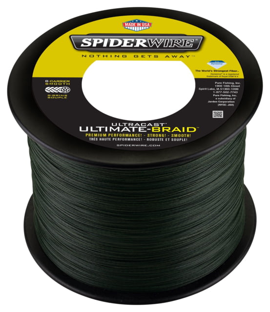 Spiderwire Ultracast Braid Superline 0.015in/0.39mm 80lb/36.2kg 2188yd/2000m 20lb Ultimate Braid-Moss Green