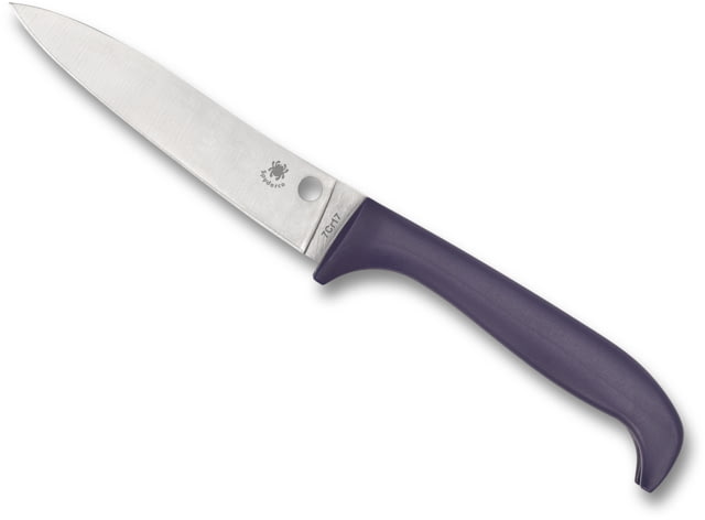 Spyderco 6.97in Counter Puppy SpyderEdge Kitchen Knife 3.48in 7CR17 Satin Leaf Blade Plastic Purple Handle