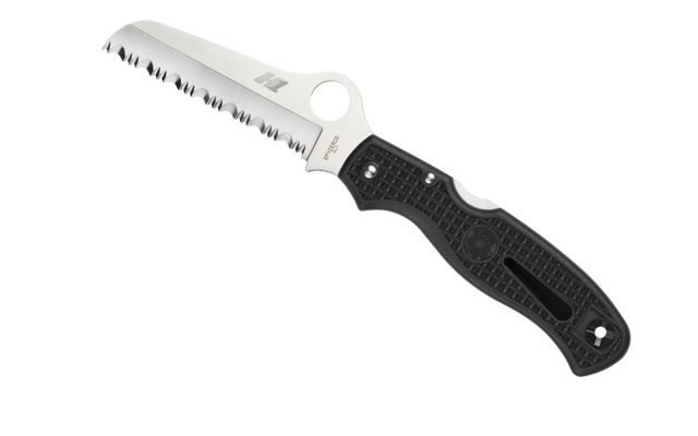 Spyderco Atlantic Salt Folding Knife Black FRN Handle H-1 Serrated Blade