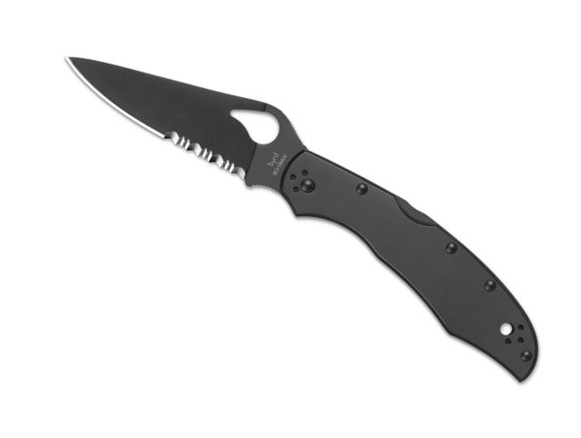 Byrd by Spyderco Cara Cara 2 Folding Knife 95 mm Black Coated Stainless Partially Serrated Blade FRN Black Handle