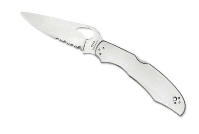 Byrd by Spyderco Cara Cara 2 Folding Knife 95 mm Stainless Steel Partially Serrated Blade Stainless Steel Handle