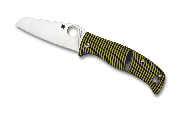 Spyderco Caribbean Sheepfoot Folding Knife 3.7 in LC200N Plain Blade Black/Yellow G-10 Handle