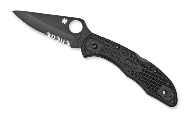 Spyderco Delica 4 Lightweight Folding Knife Black FRN Handle Black Blade PS Blade