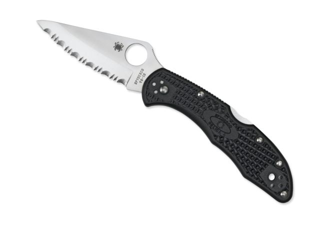 Spyderco Delica4 Lightweight Black FRN Handle Serrated Blade Fold Knife