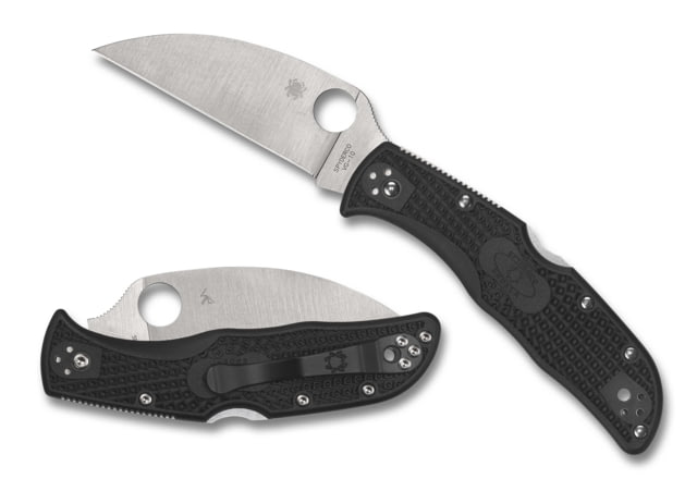 Spyderco Endela Lightweight Wharncliffe Reveal 9 Folding Knife Sal Glesser 3.4in Satin VG-10 Blade PlainEdge FRN Black Handle