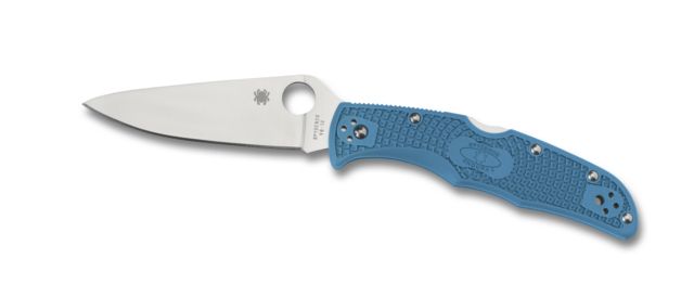 Spyderco Endura4 Lightweight Blue FRN Handle Flat Ground FE Silver Blade Fold Knife