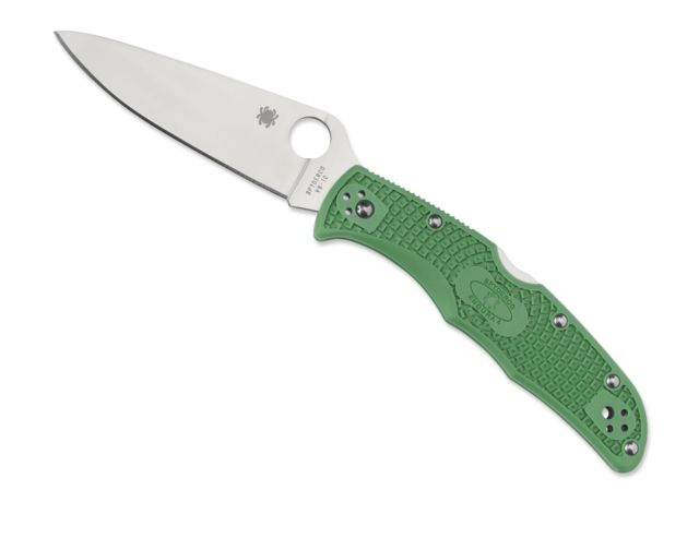 Spyderco Endura 4 Lightweight Folding Knife Green FRN Handle Flat Ground FE Silver Blade